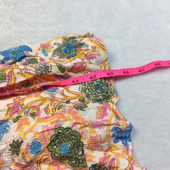 Playa Lucila Midi Fit & Flare Dress XS Womans Pink Blue Floral Short Sleeve Boho - Picture 10 of 14